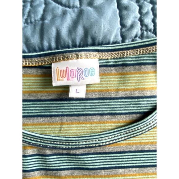 Womens LuLaRoe Green Shirts with Stripes Size Large New with Tags - Picture 2 of 5